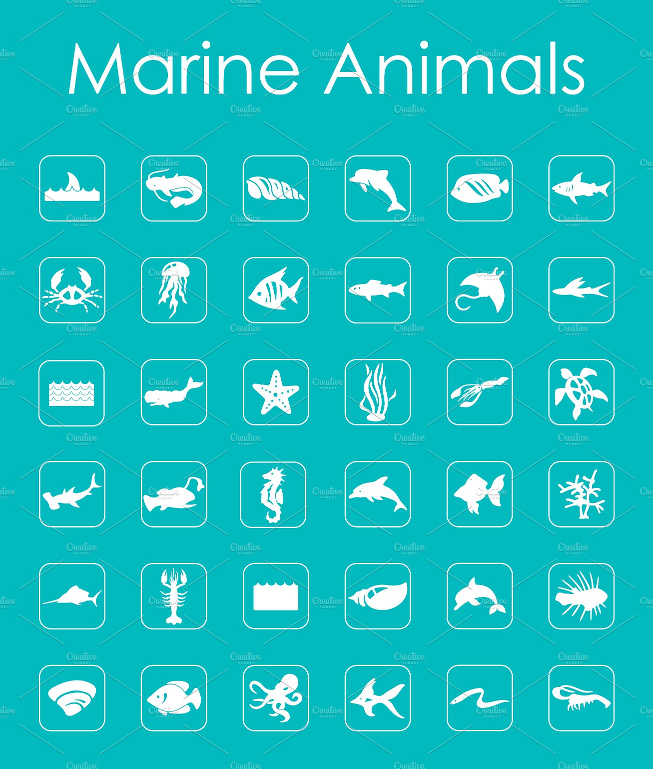 Set of marine animals simple i
