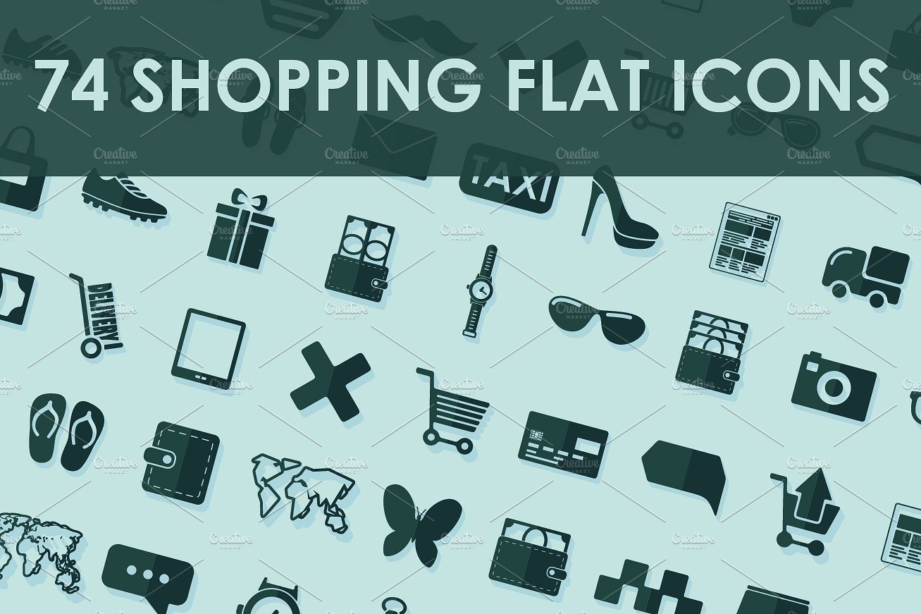 74 SHOPPING flat icons