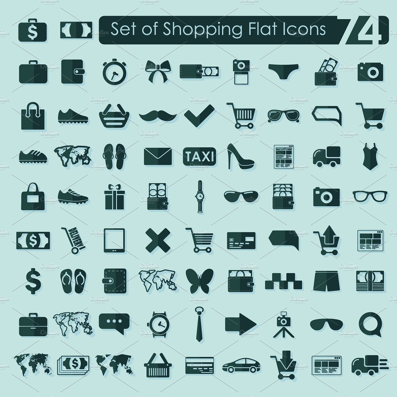 74 SHOPPING flat icons