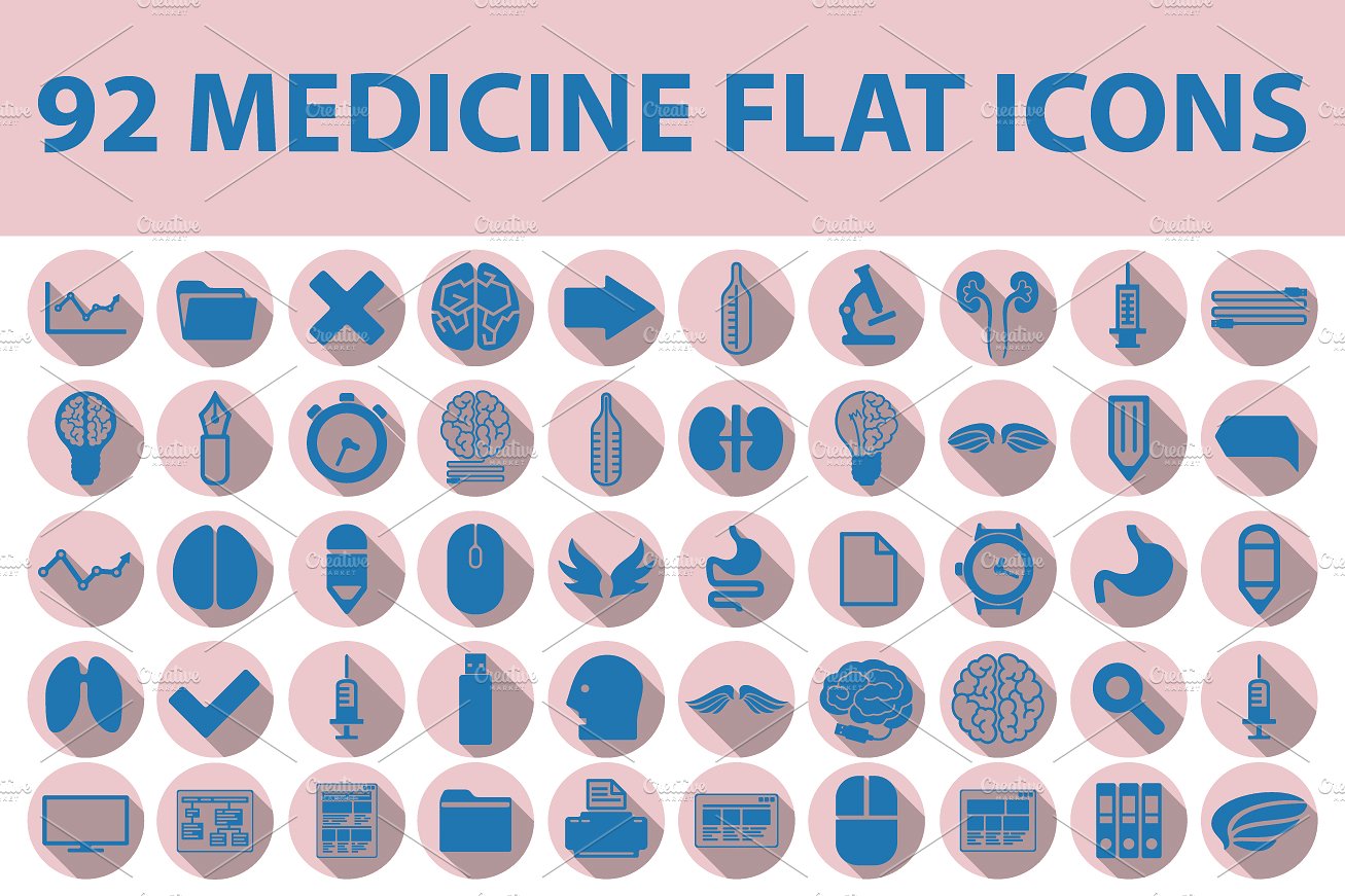 92 MEDICAL flat icons