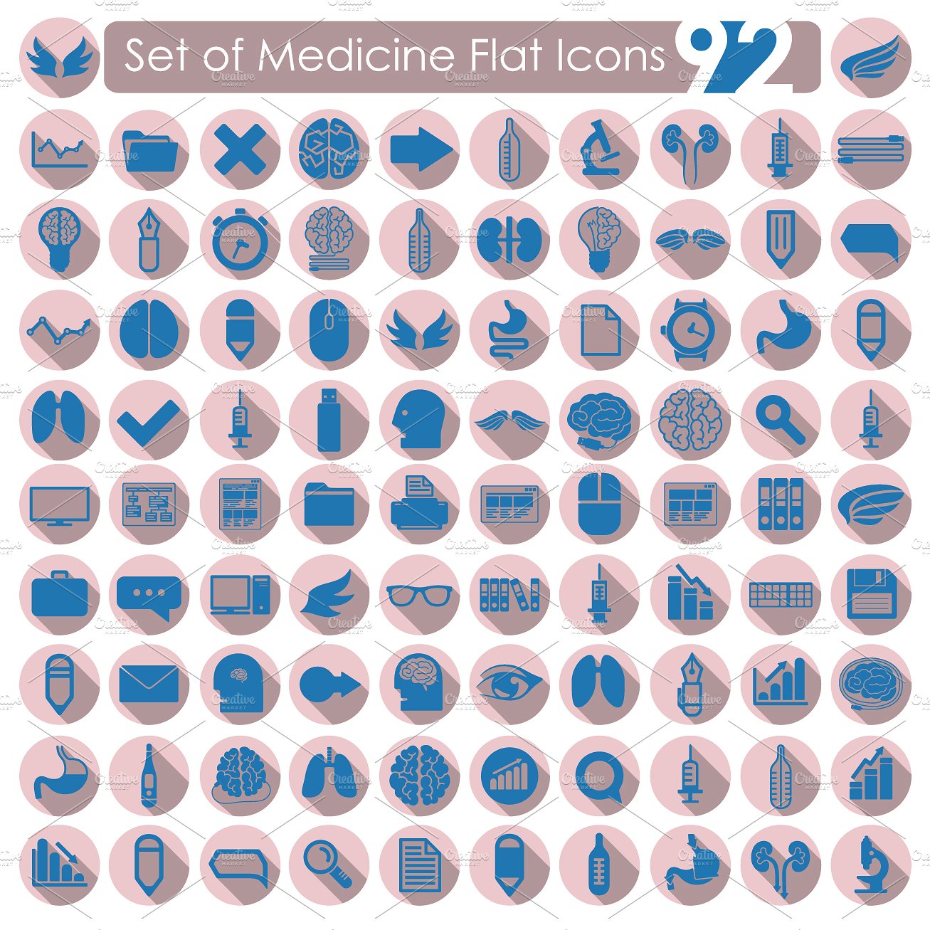 92 MEDICAL flat icons