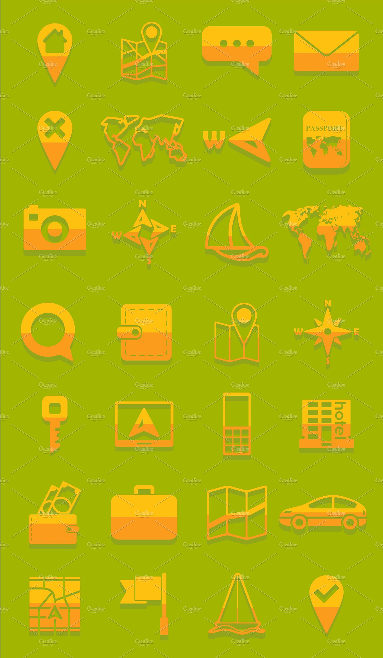 57 TOURISM flat icons