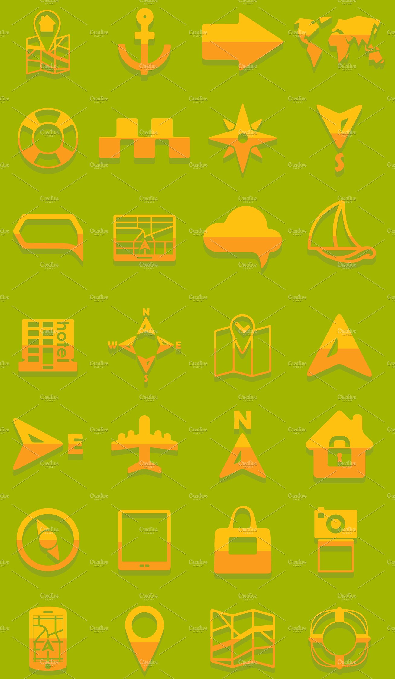 57 TOURISM flat icons