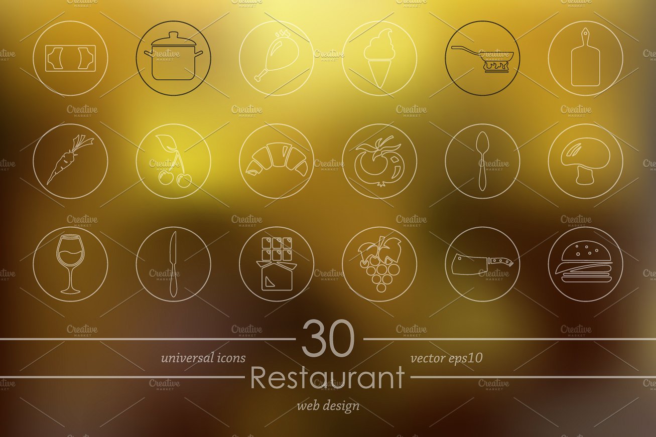 30 restaurant icons