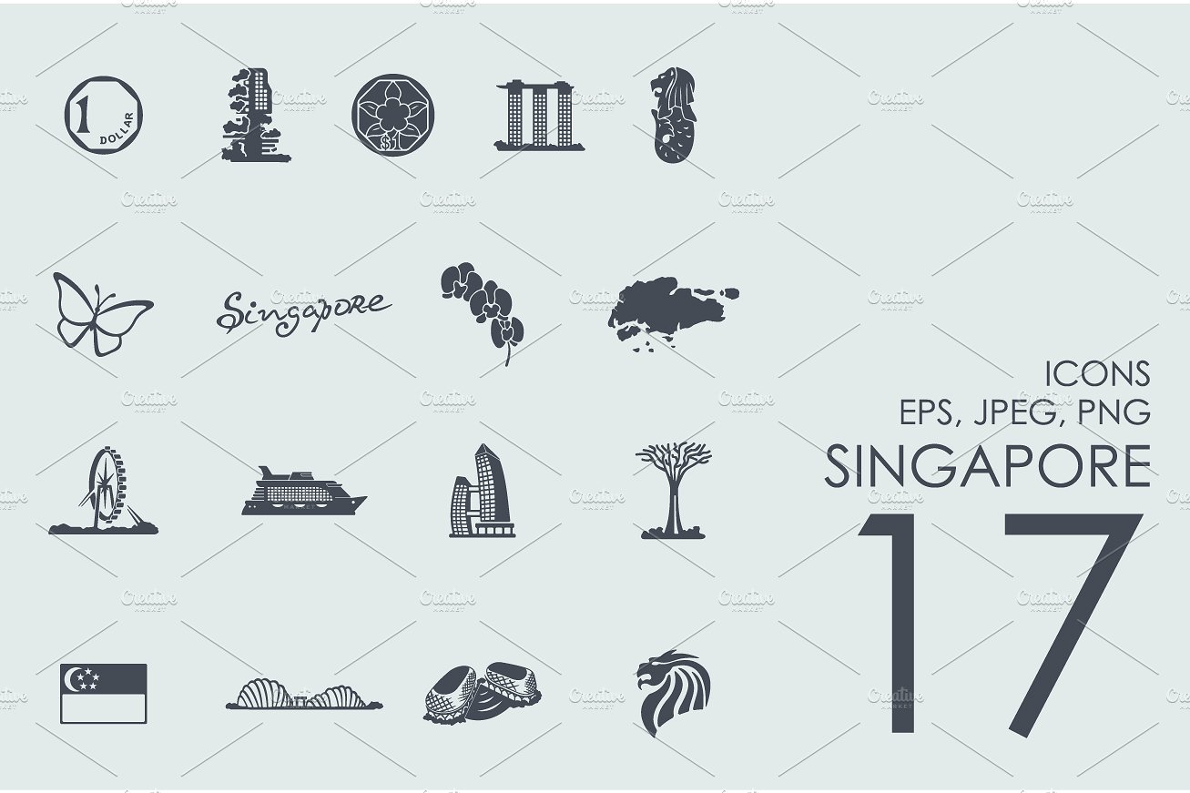 Set of Singapore icons