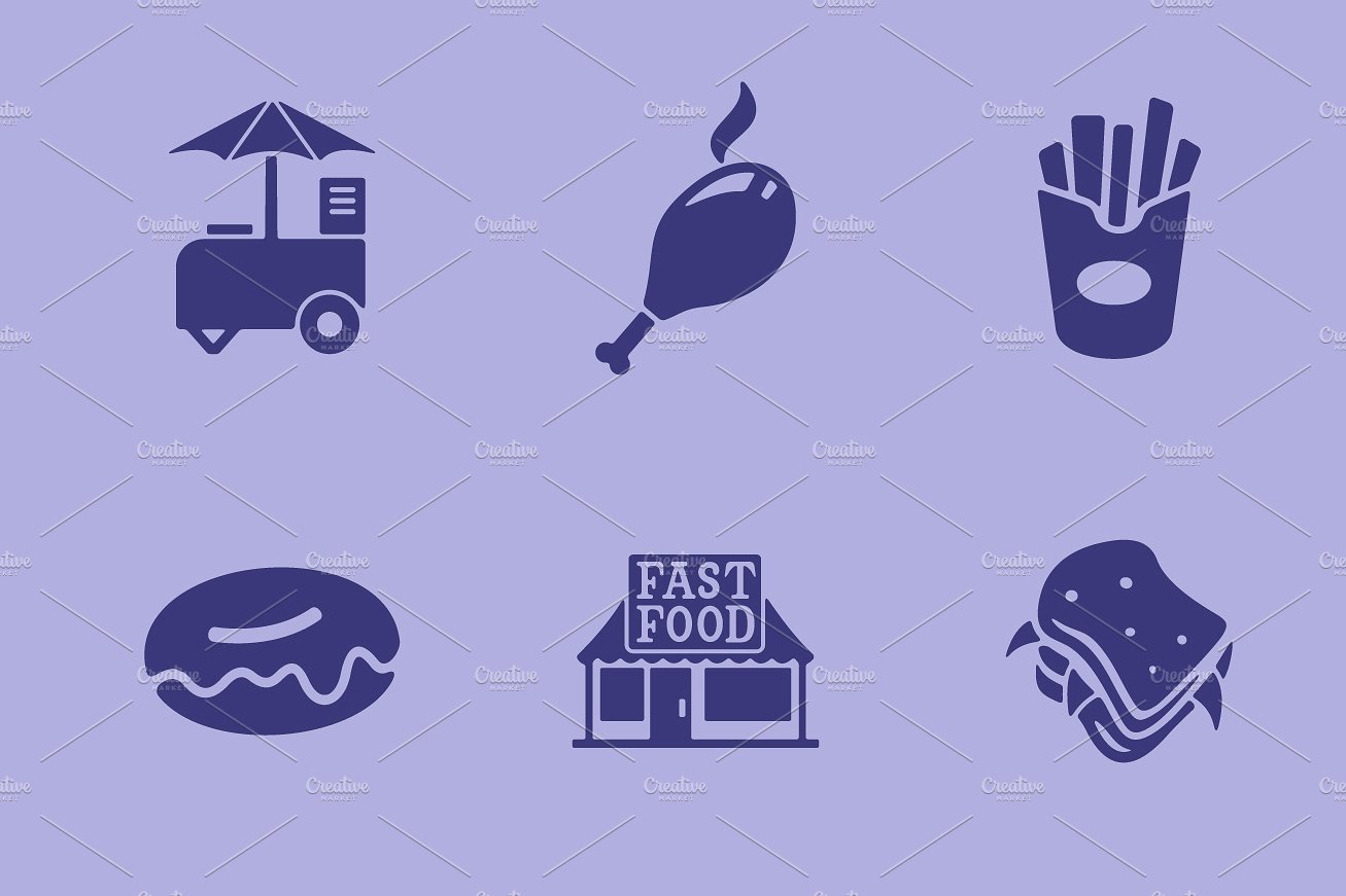 20 fast food simple icons