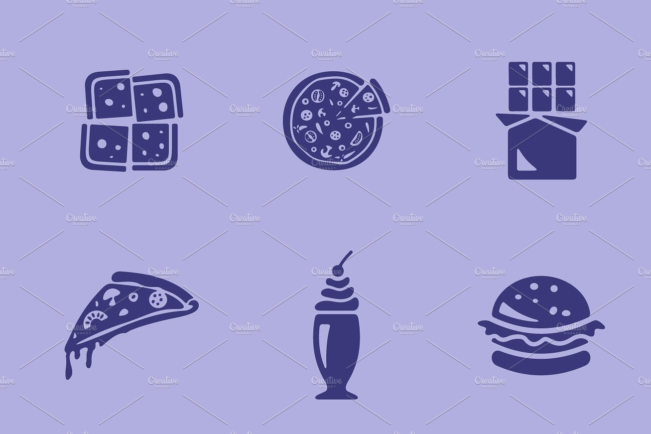 20 fast food simple icons