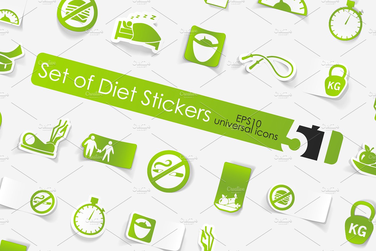 51 diet sticker icons with sha