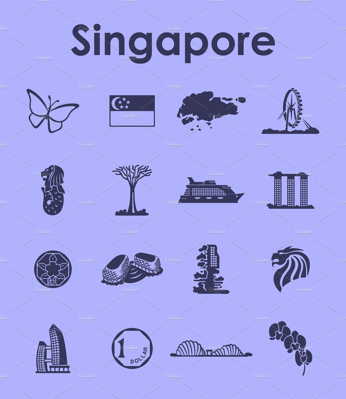 Singapore simple icons