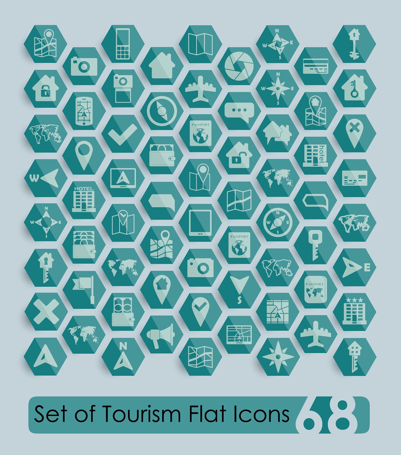 68 Tourism Flat Icons