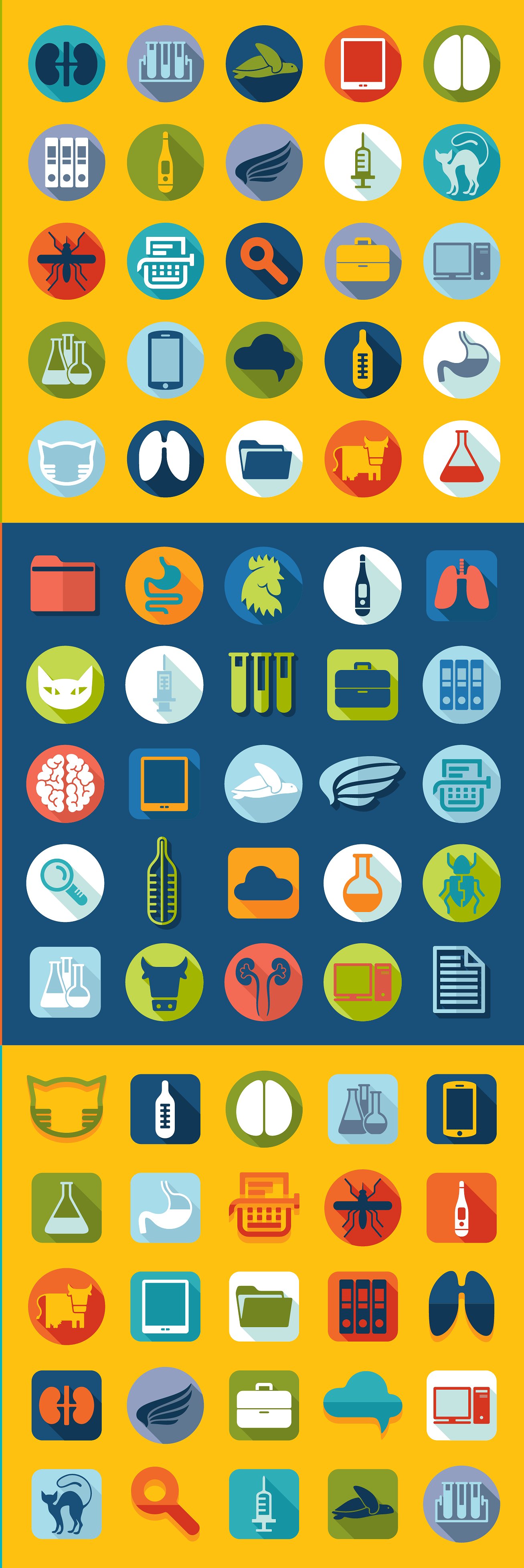 9 sets of veterinary flat icon