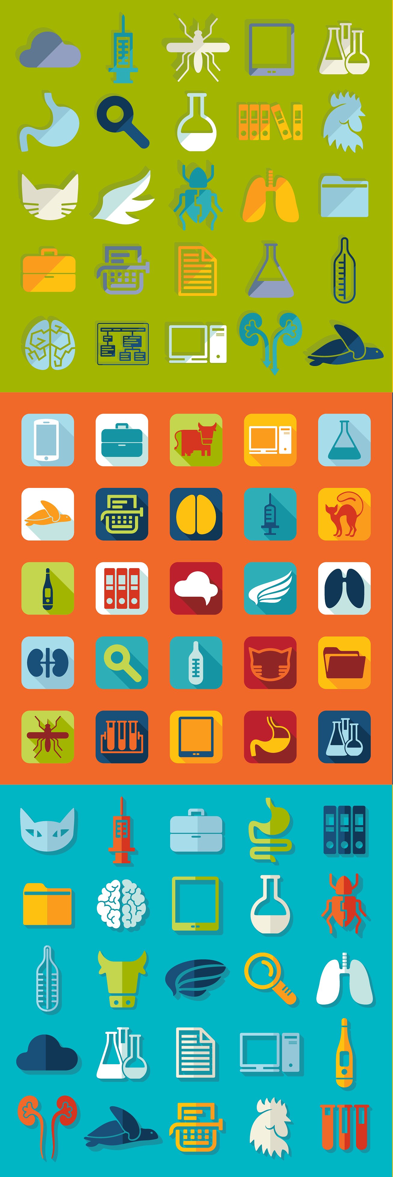 9 sets of veterinary flat icon