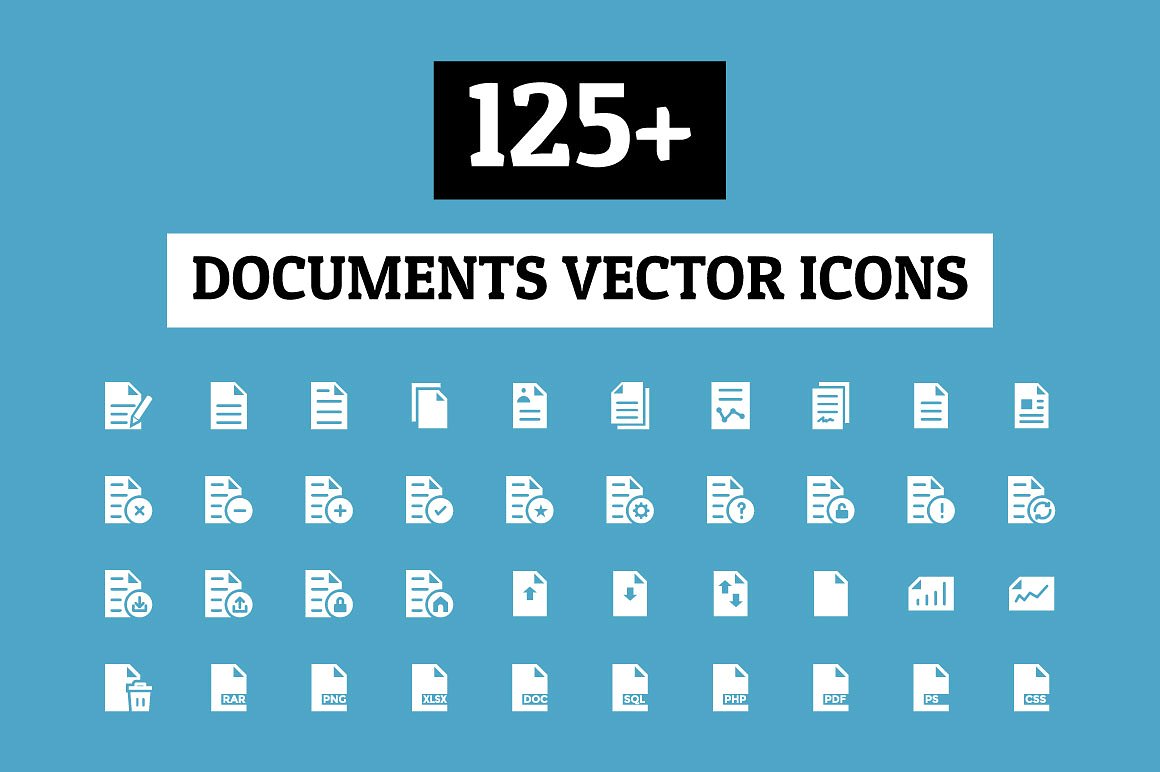 125 Documents Vector Icons