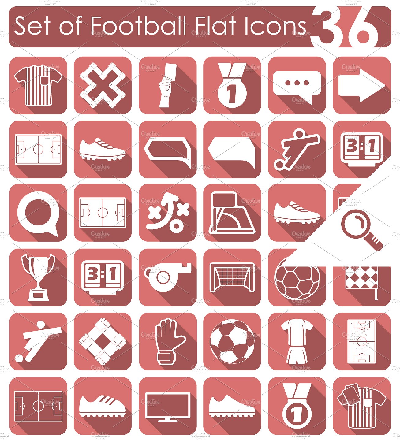 36 FOOTBALL flat icons