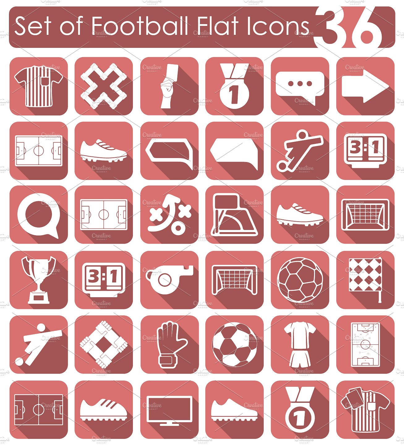 36 FOOTBALL flat icons