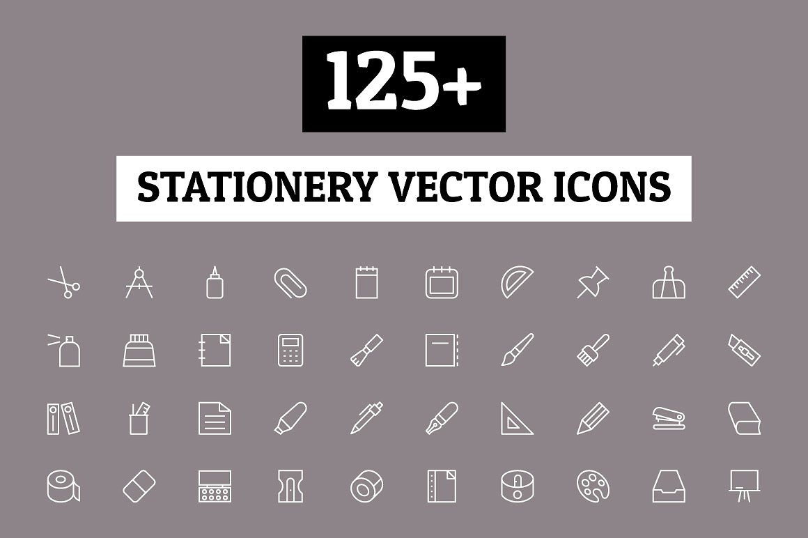 125 Stationery Vector Icons