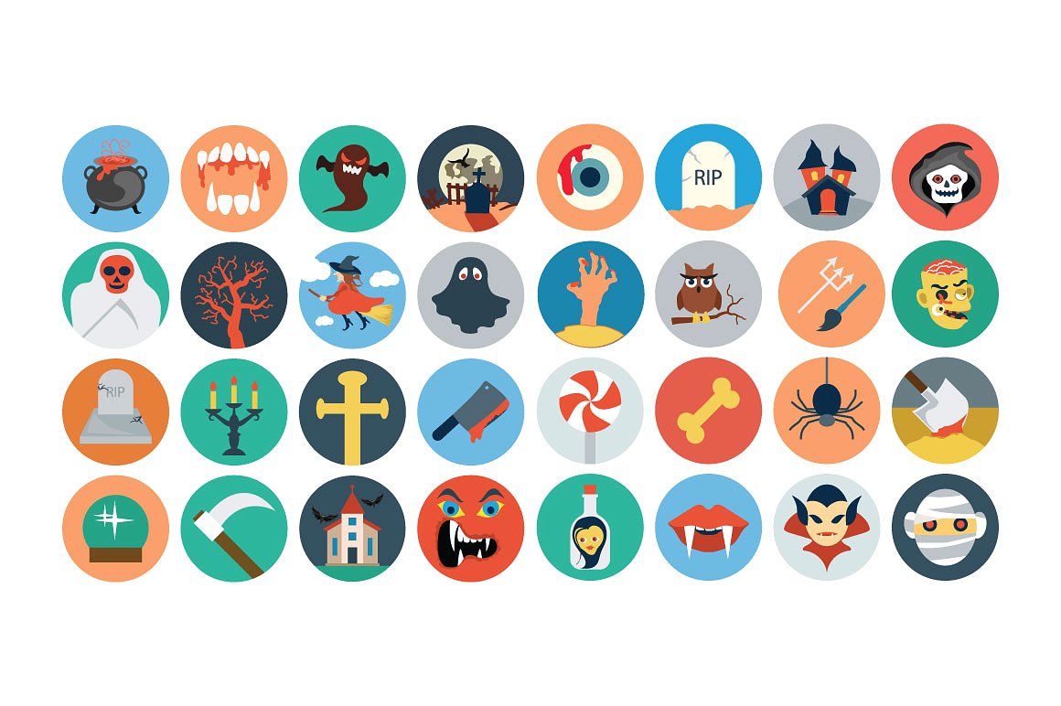 40 Flat Halloween Icons