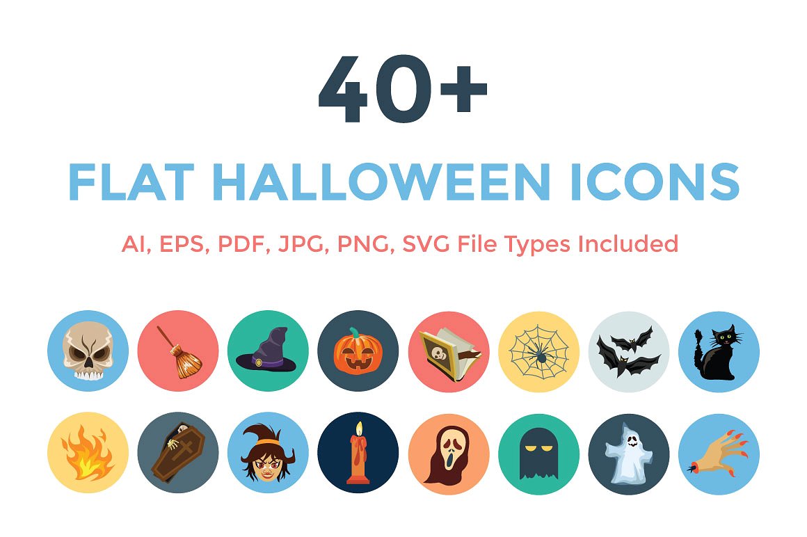 40 Flat Halloween Icons