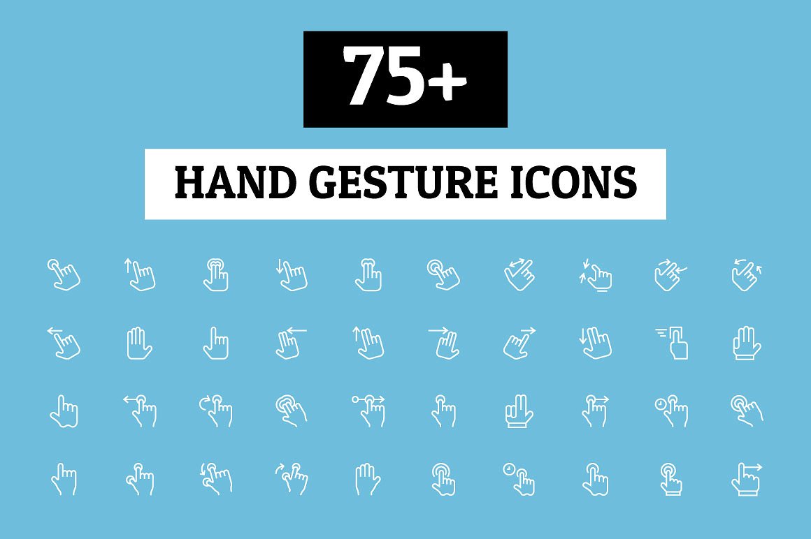 75 Hand Gesture Icons