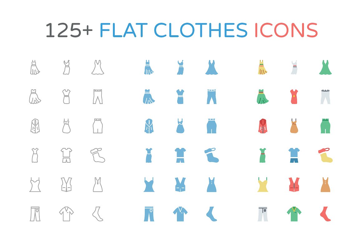 125 Flat Clothes Icons