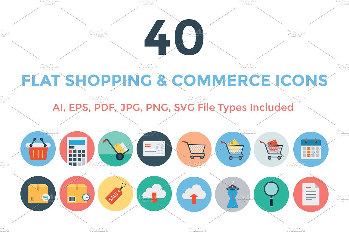 40 Flat Shopping and Commerce