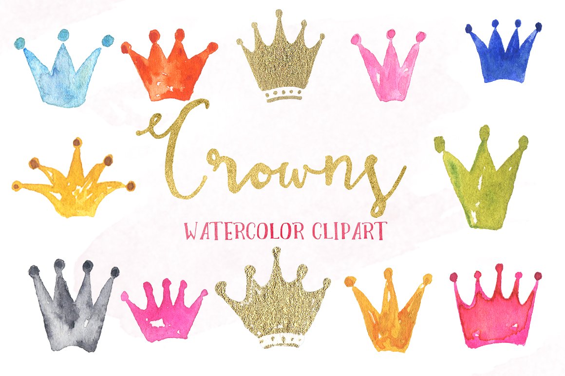 水彩皇冠图形素材 Crowns watercolors cl