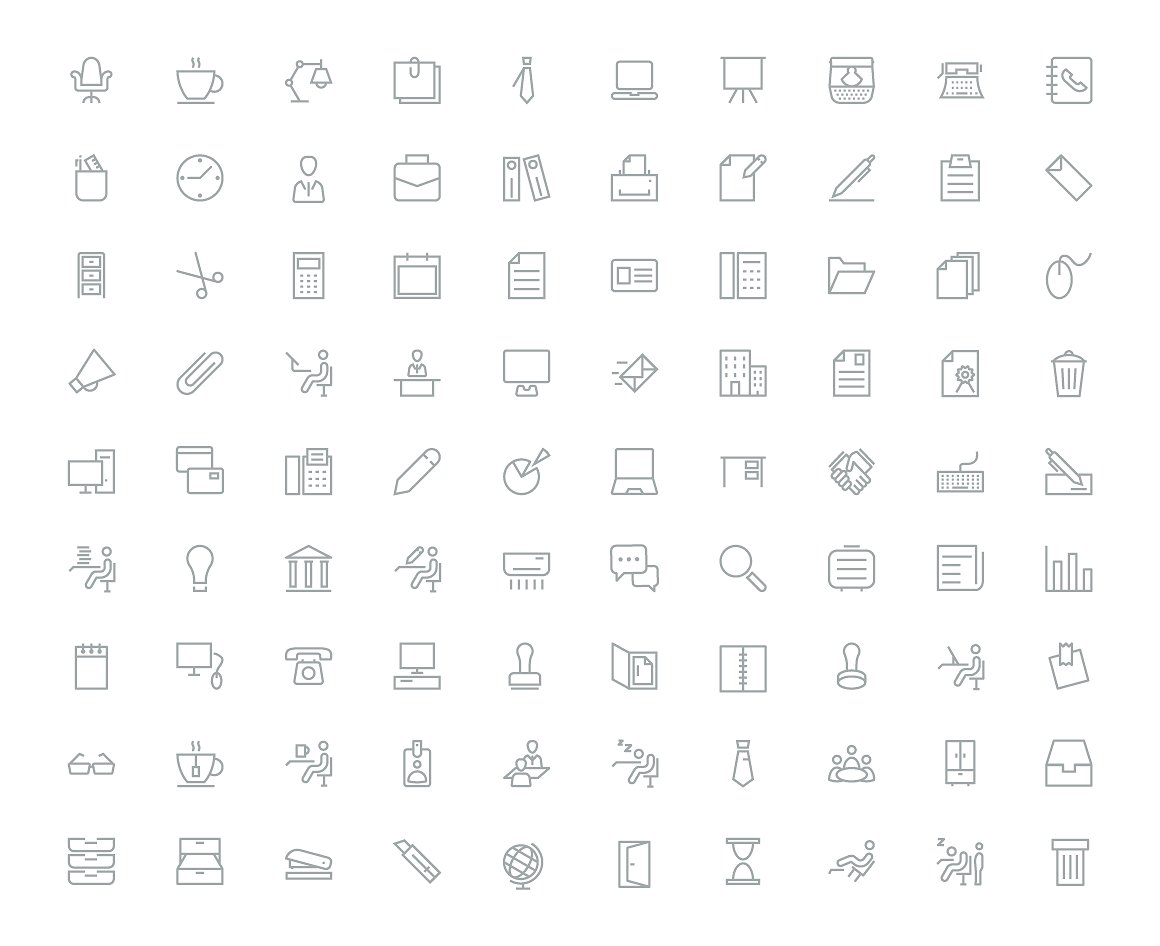 90 Flat Office Icons