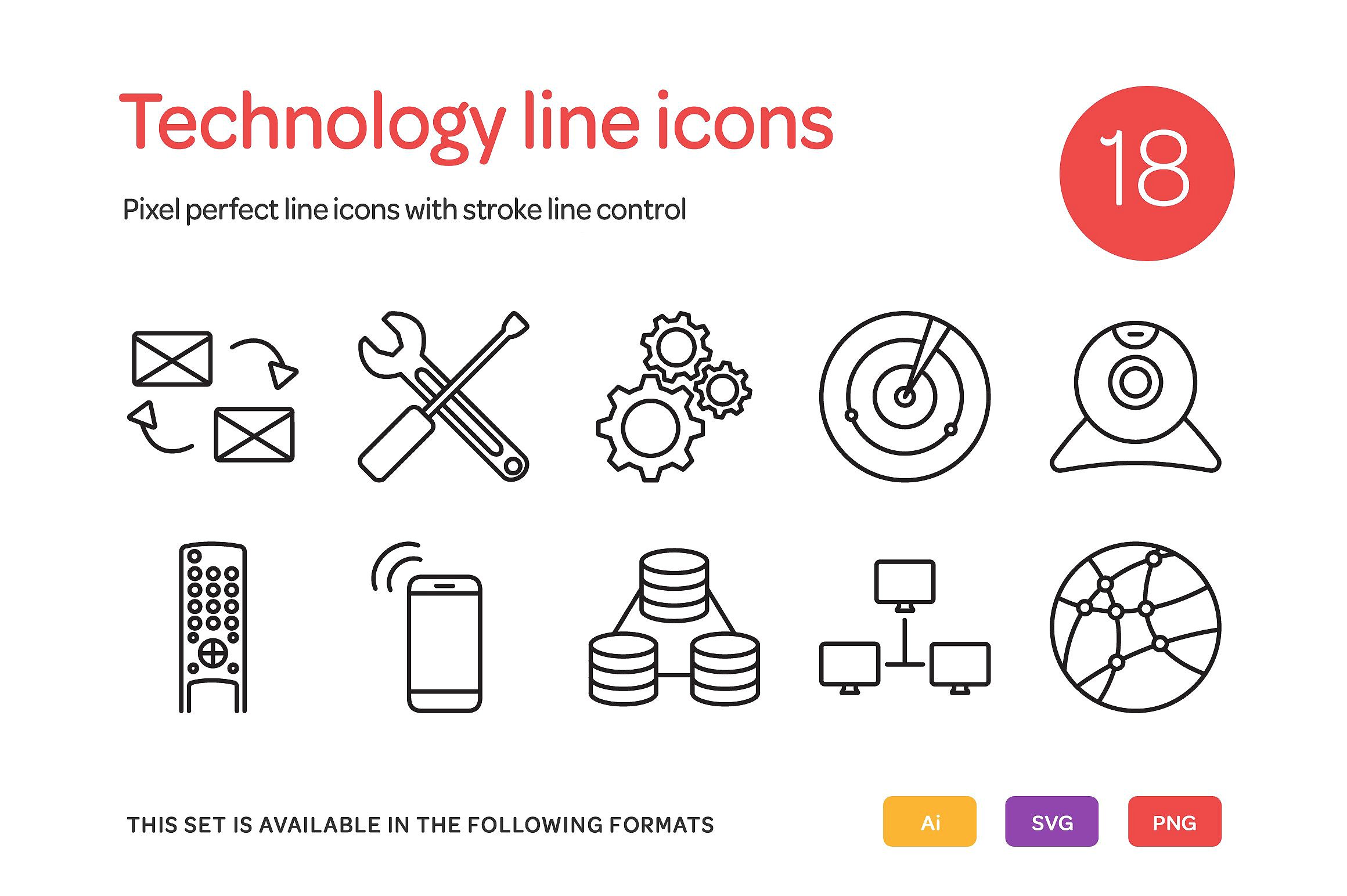 Technology Line Icons Set