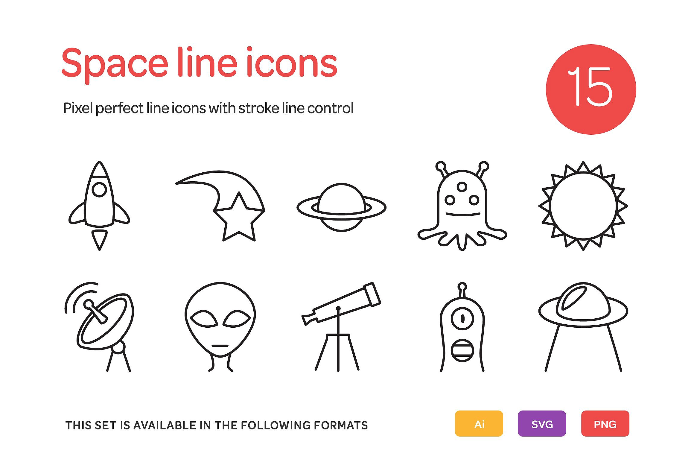 Space Line Icons Set