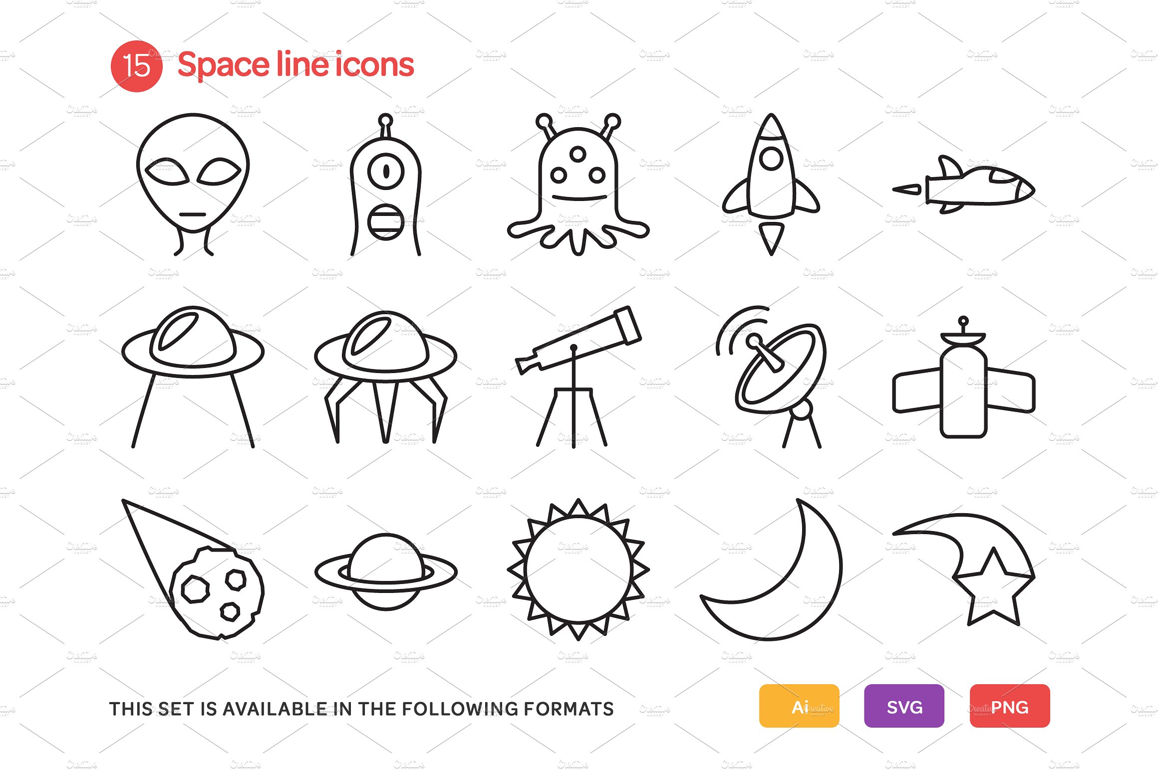 Space Line Icons Set