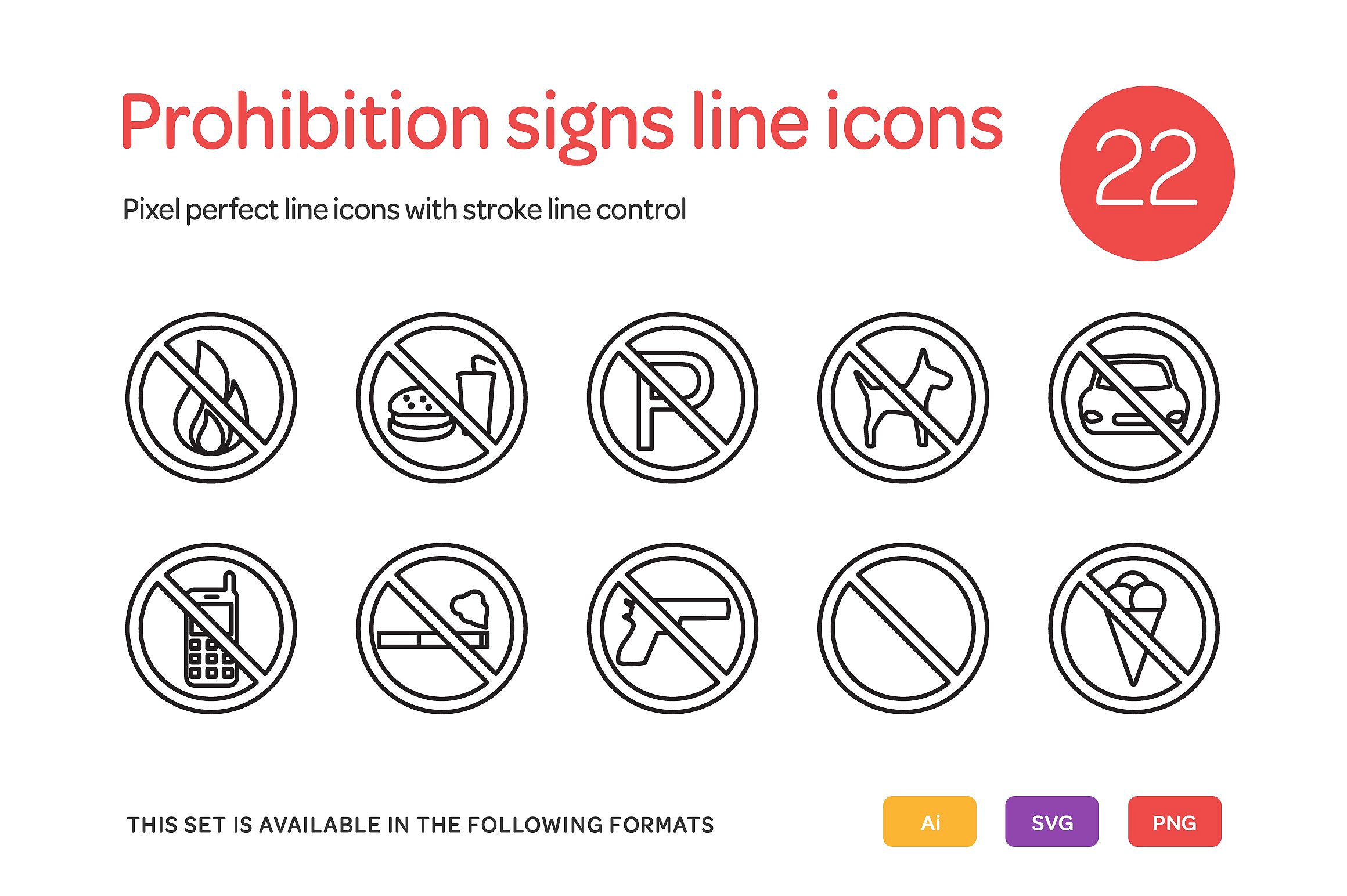 Prohibition Signs Line Icons S