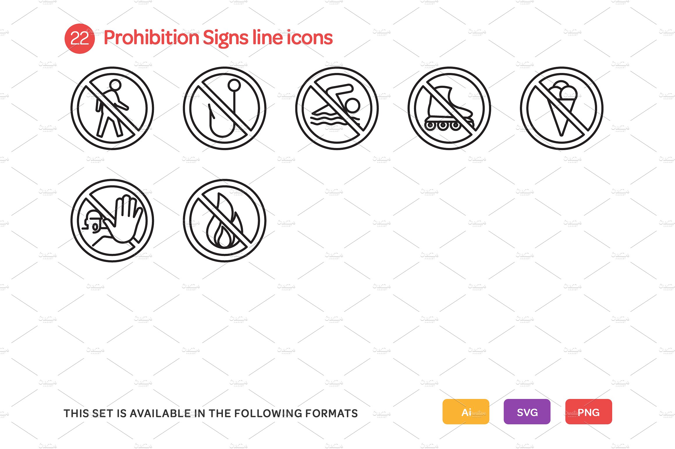 Prohibition Signs Line Icons S