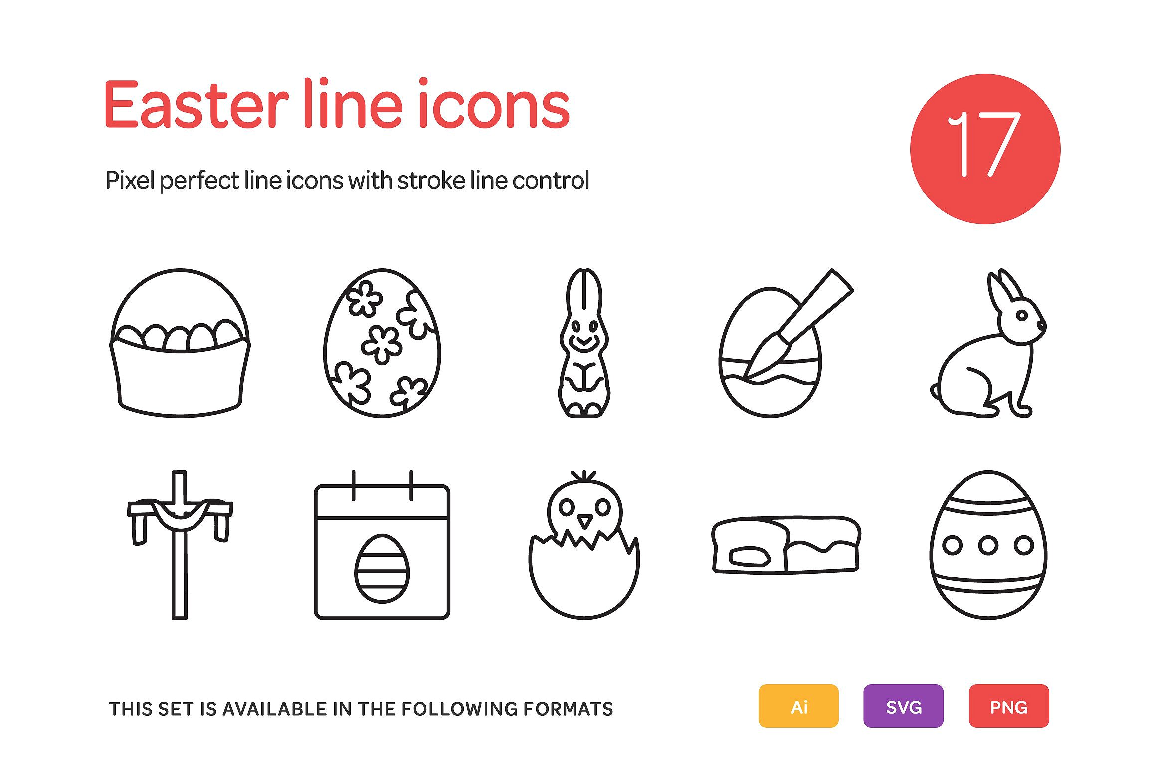 Easter Line Icons Set