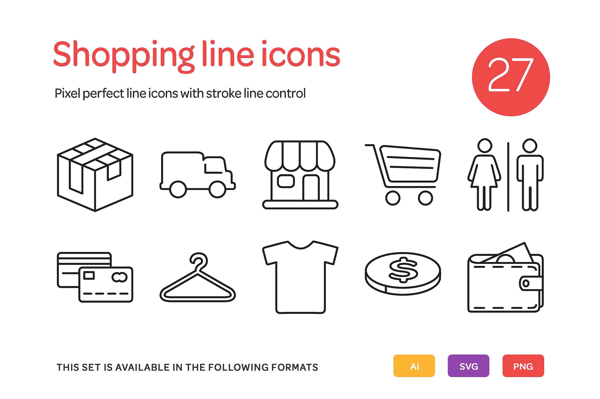 Shopping Line Icons Set