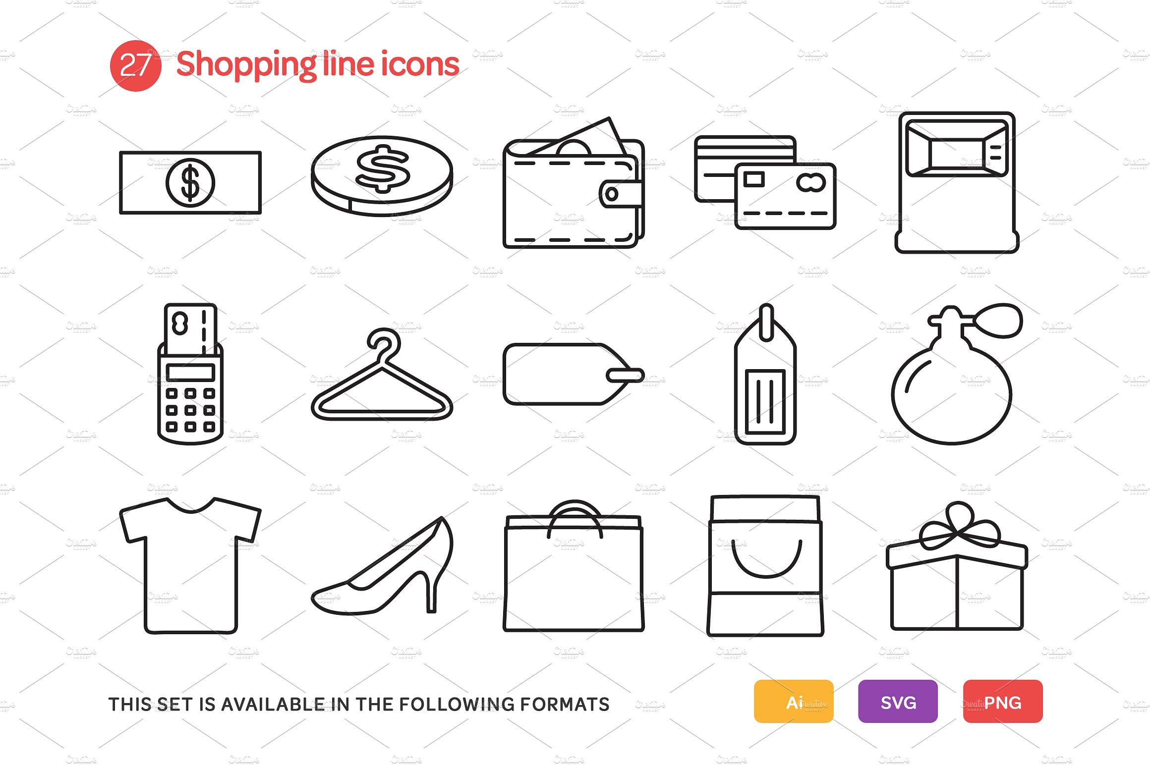 Shopping Line Icons Set