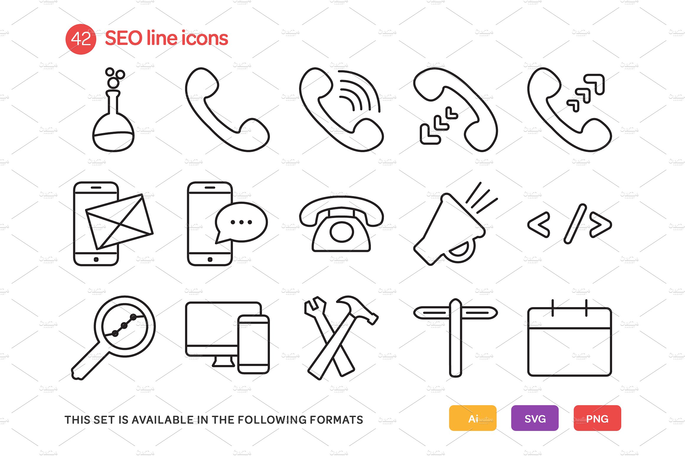 SEO Line Icons Set