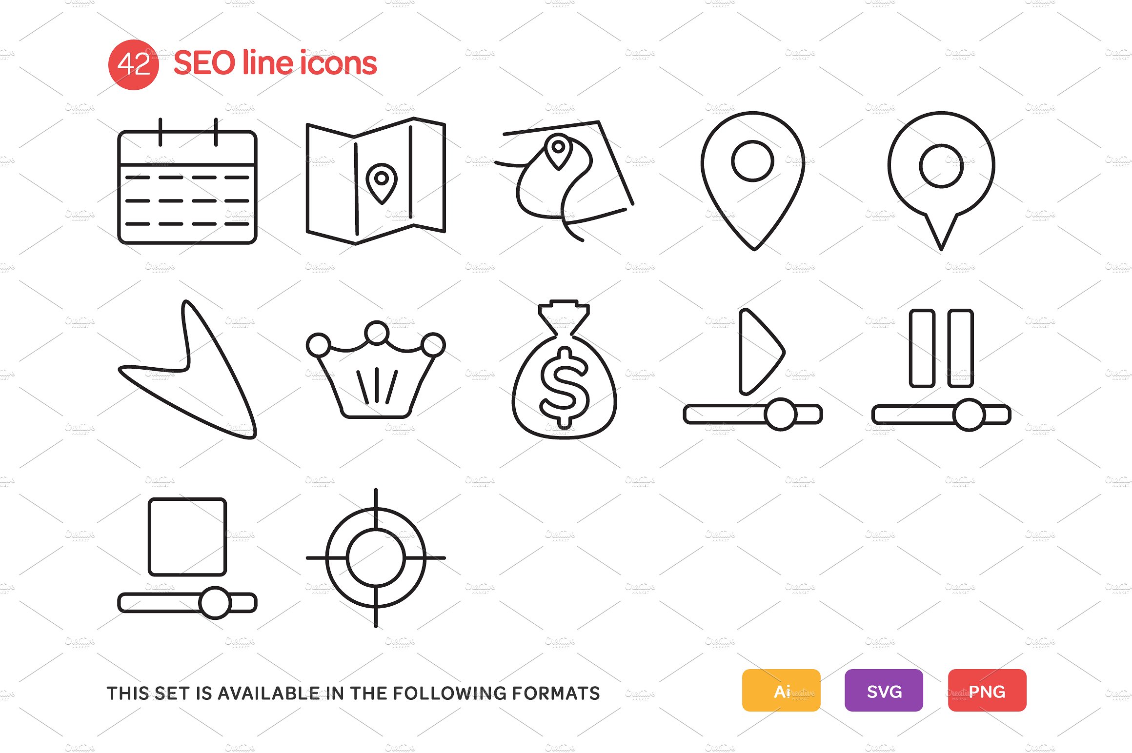 SEO Line Icons Set