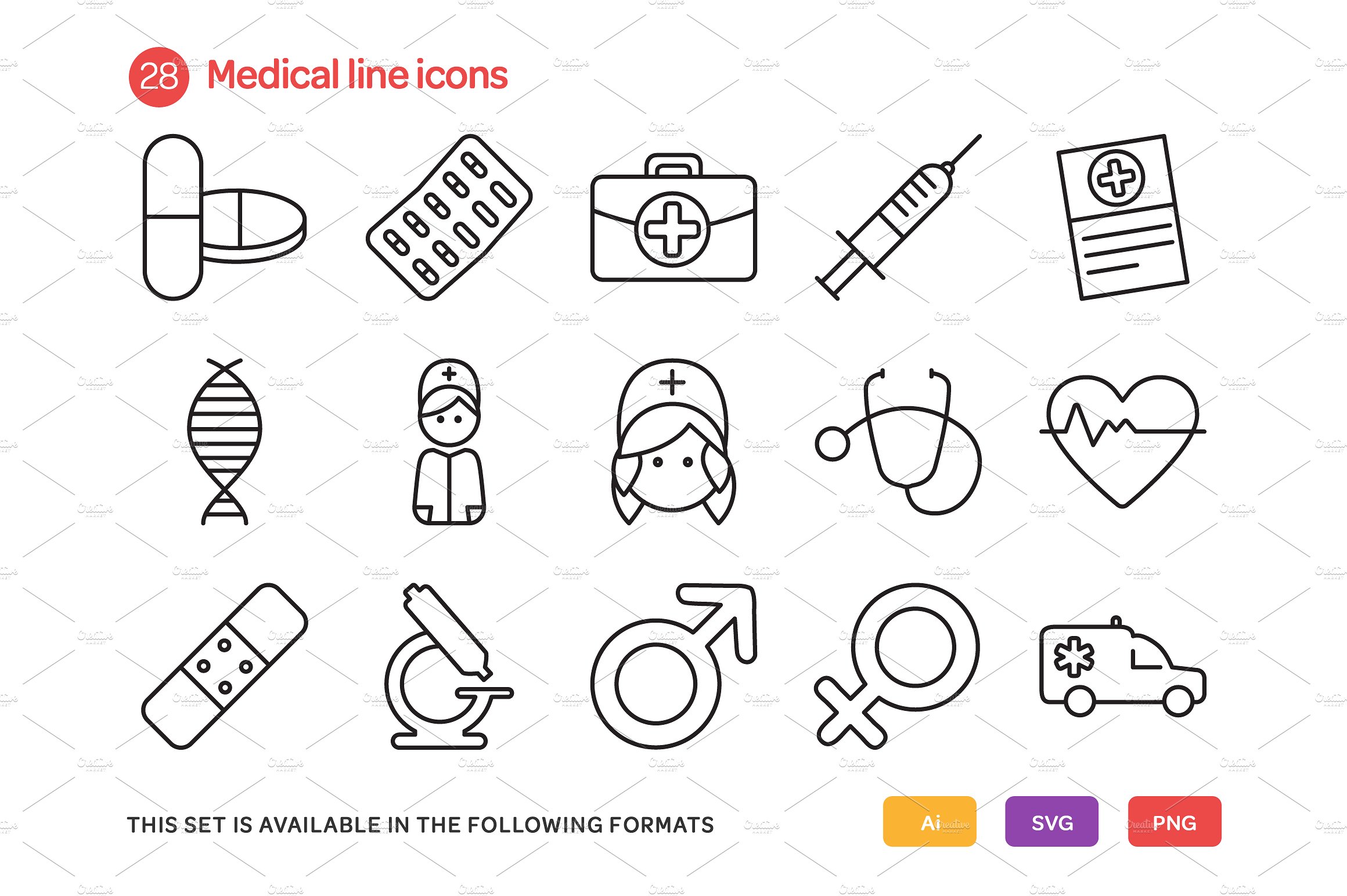 Medical Line Icons Set