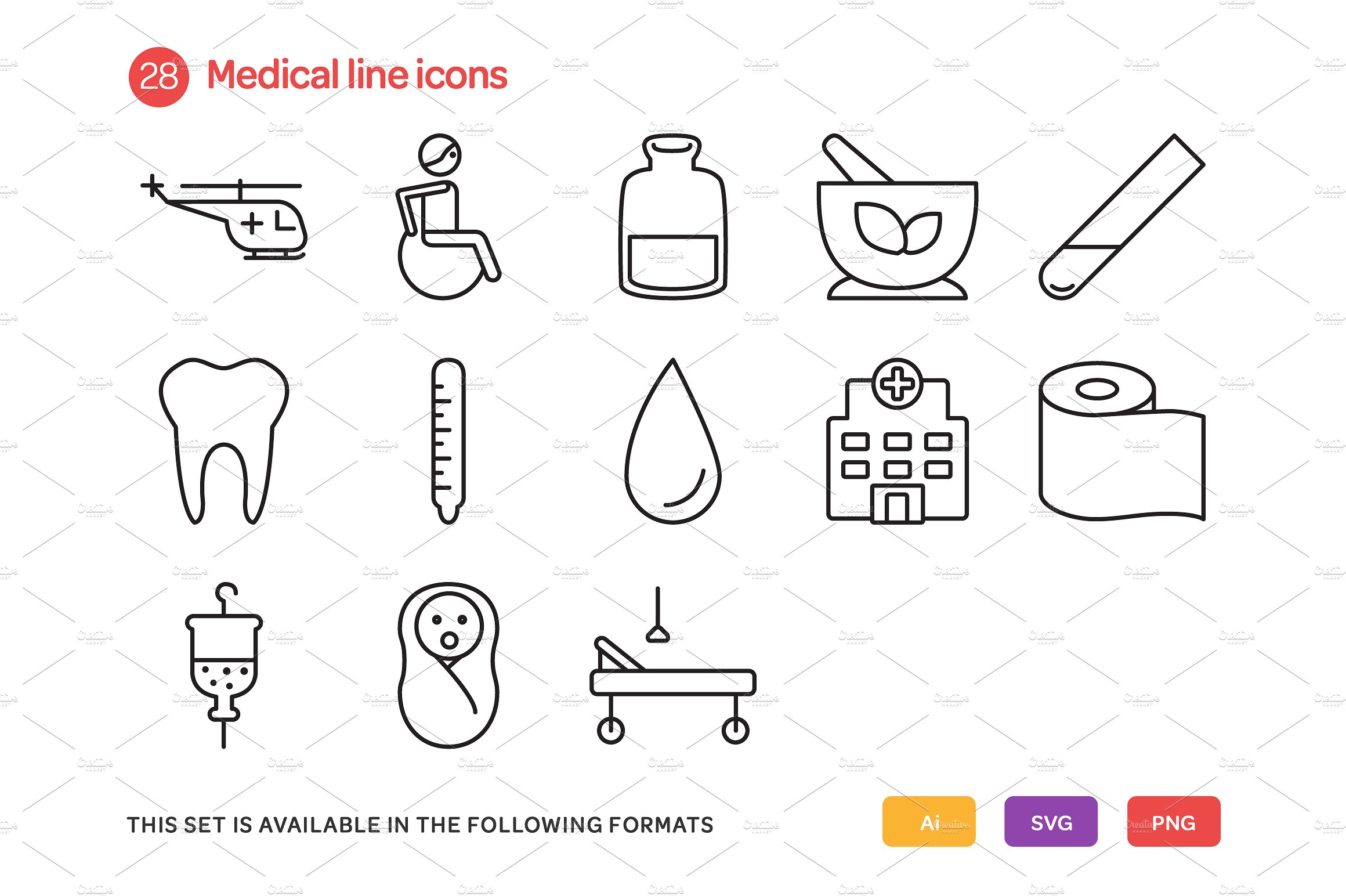 Medical Line Icons Set