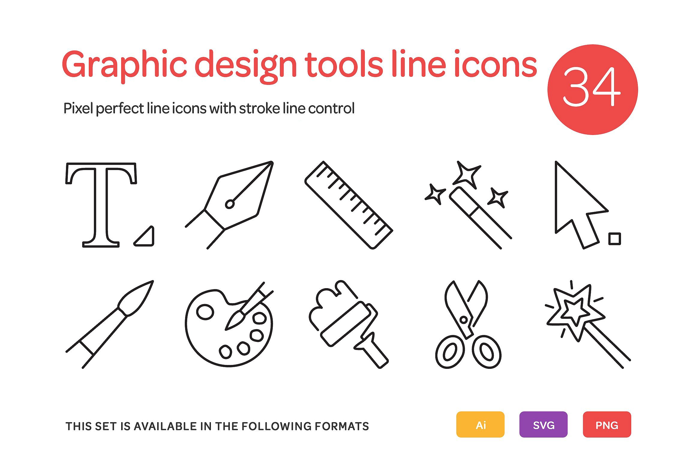 Graphic Design Tools Line Icon