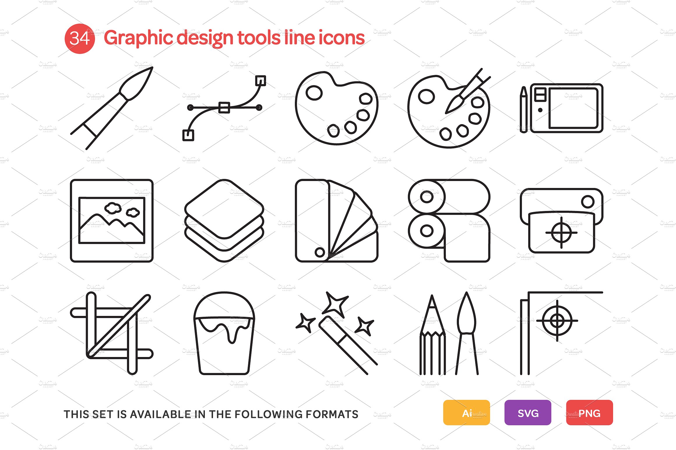 Graphic Design Tools Line Icon