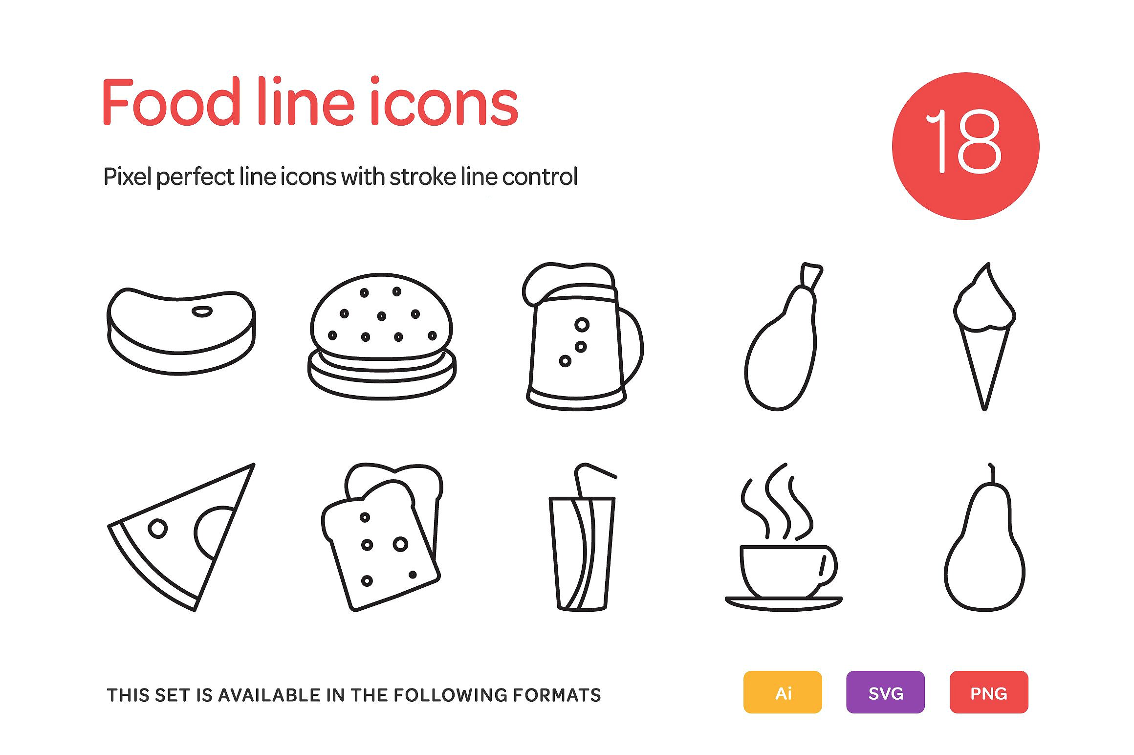 Food Line Icons Set