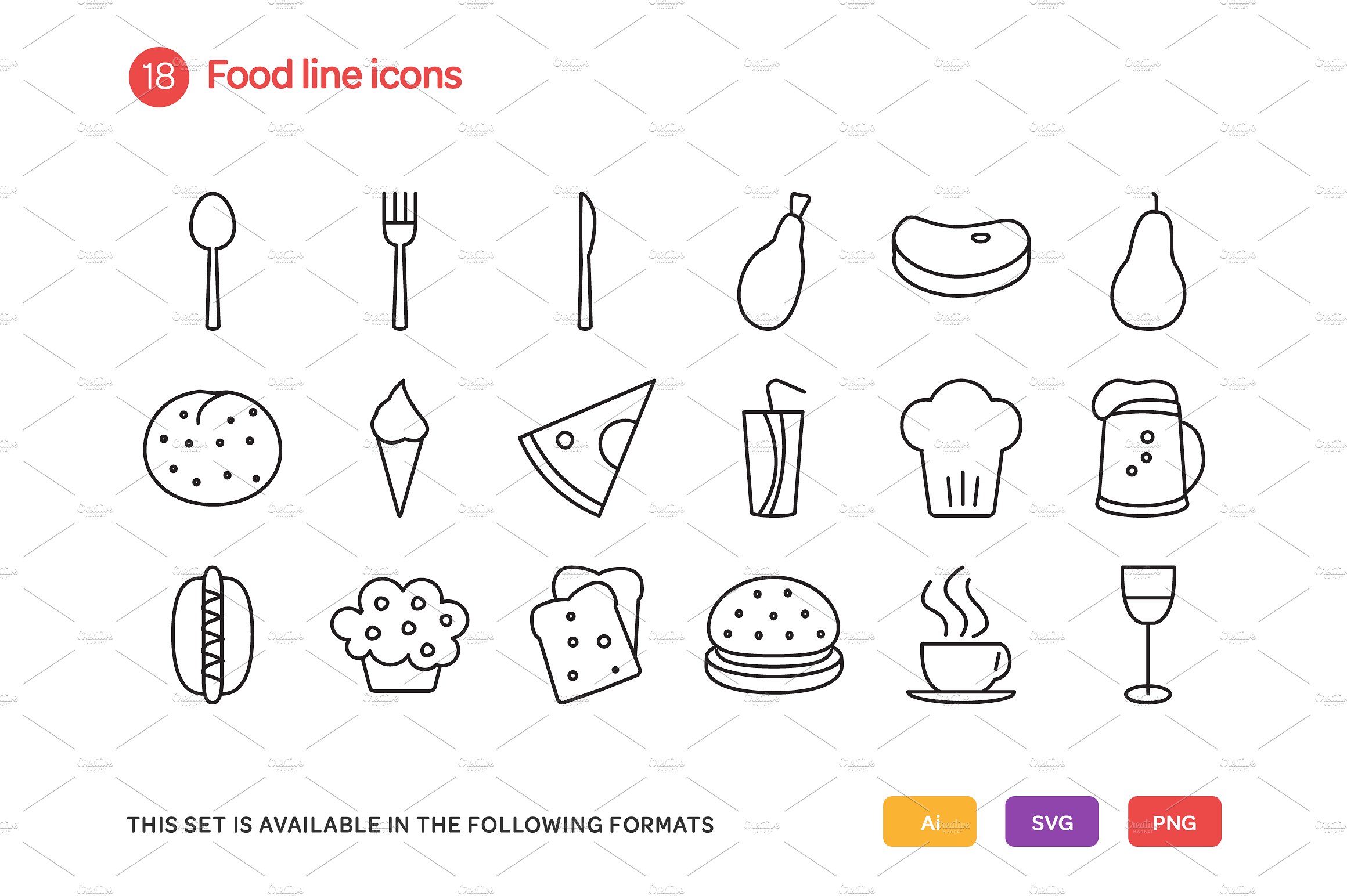 Food Line Icons Set