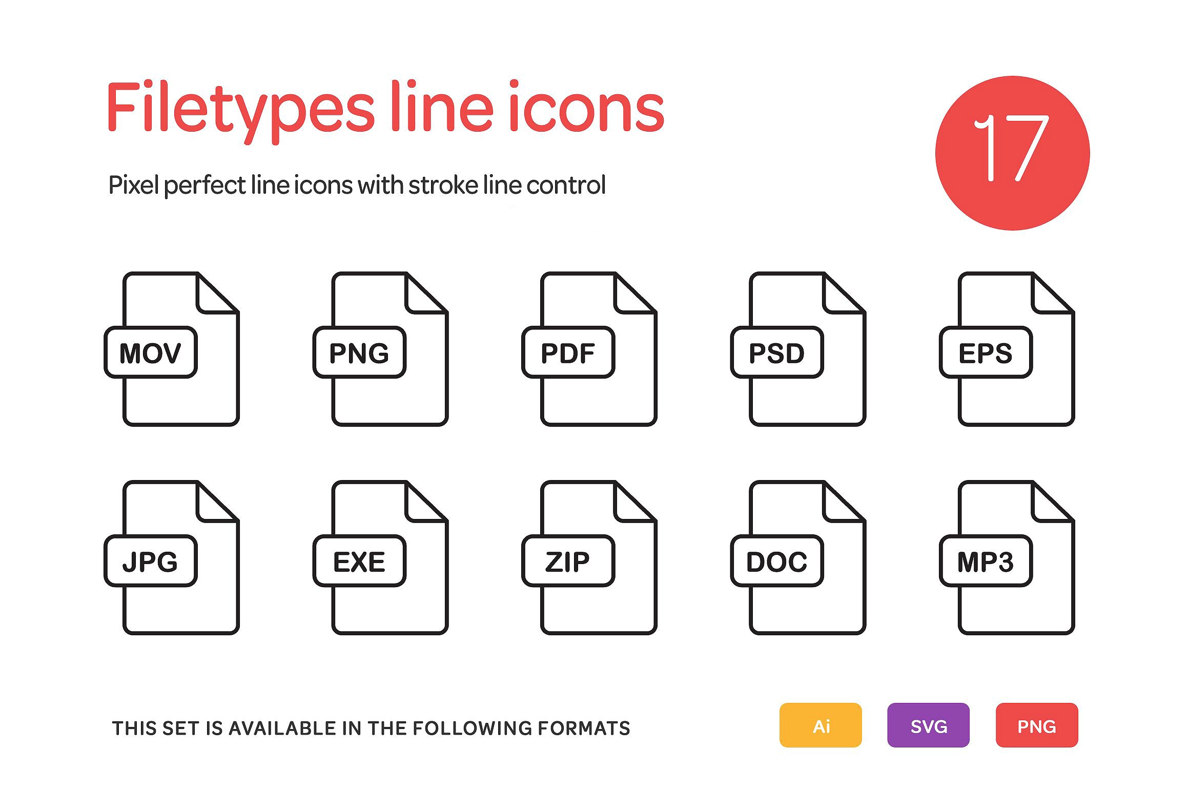 Filetypes Line Icons Set