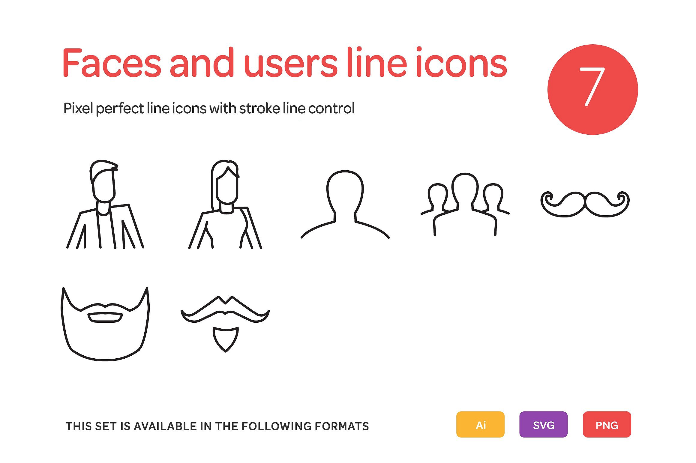 Faces and Users Line Icons Set