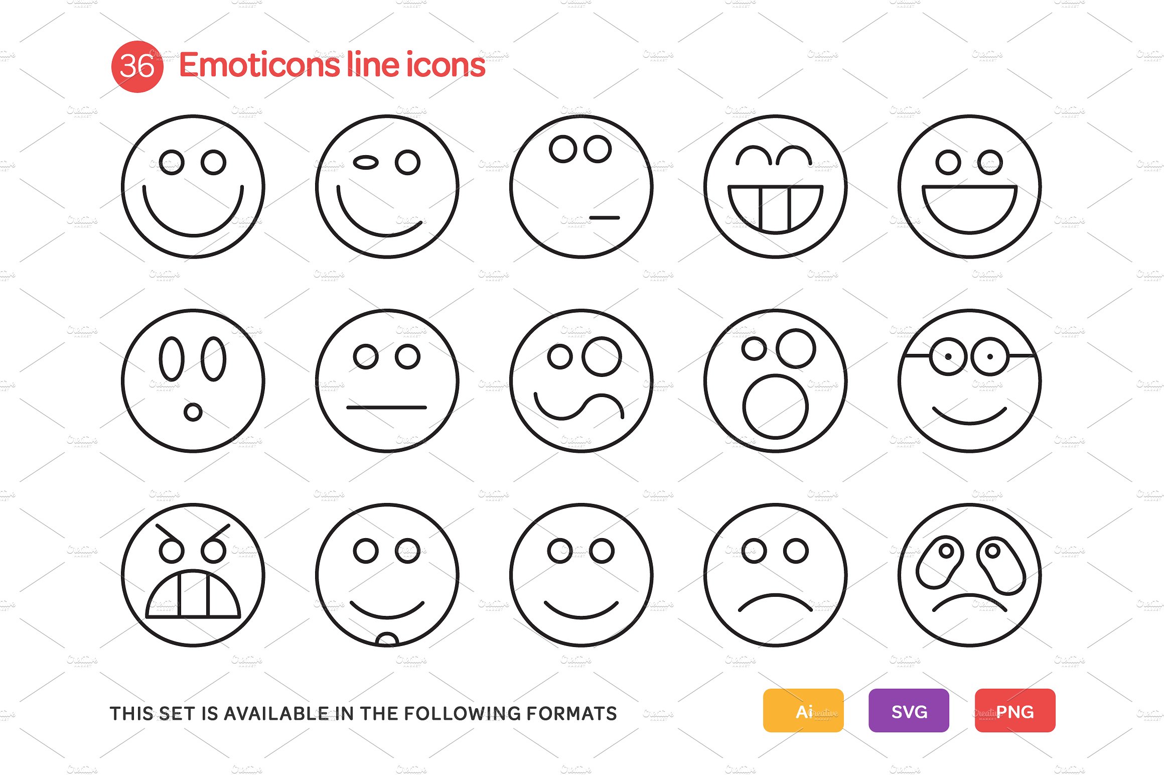 Emoticons Line Icons Set