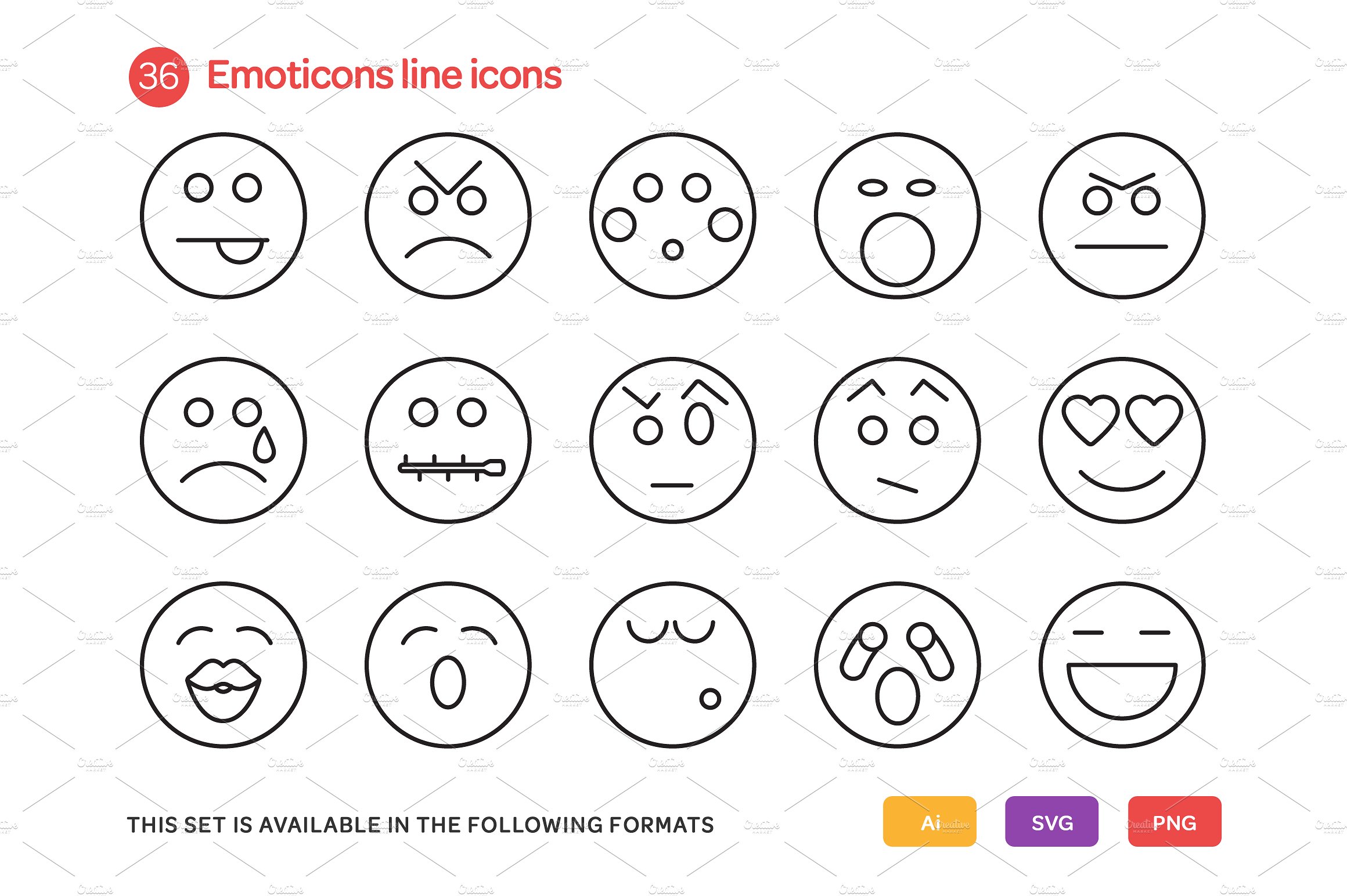 Emoticons Line Icons Set