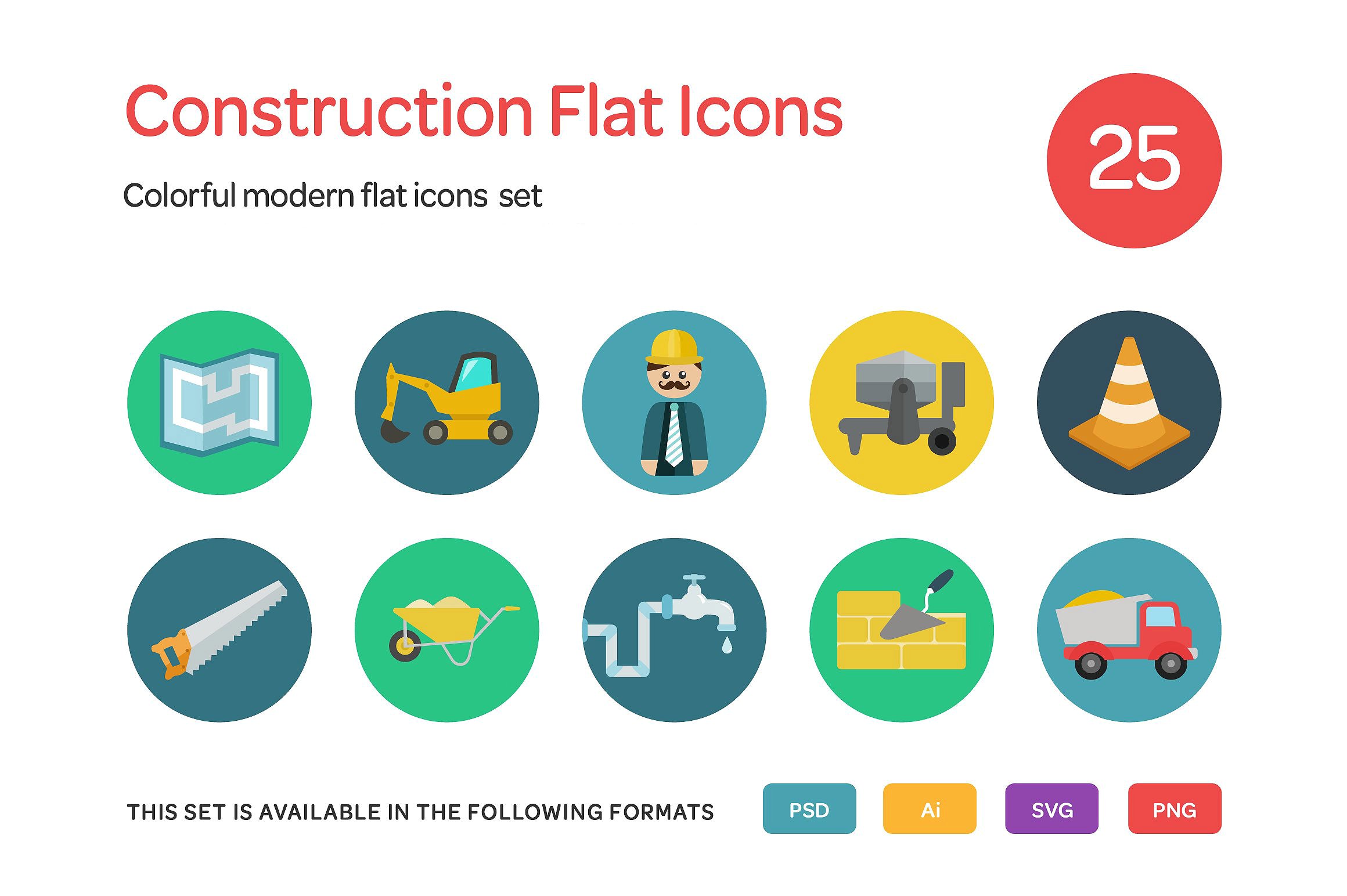 Construction Flat Icons Set