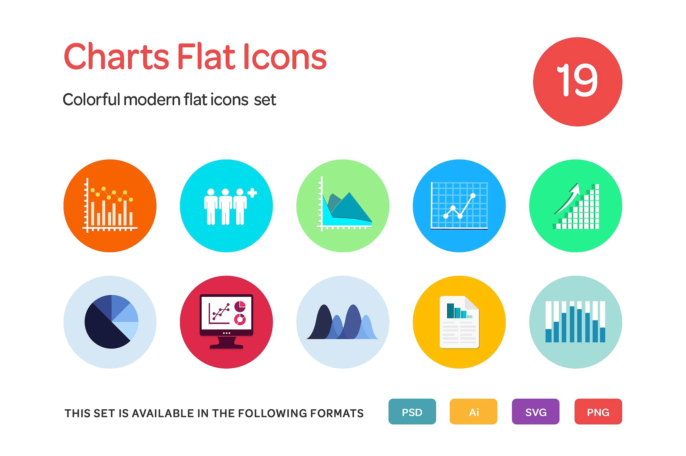 Charts Flat Icons Set