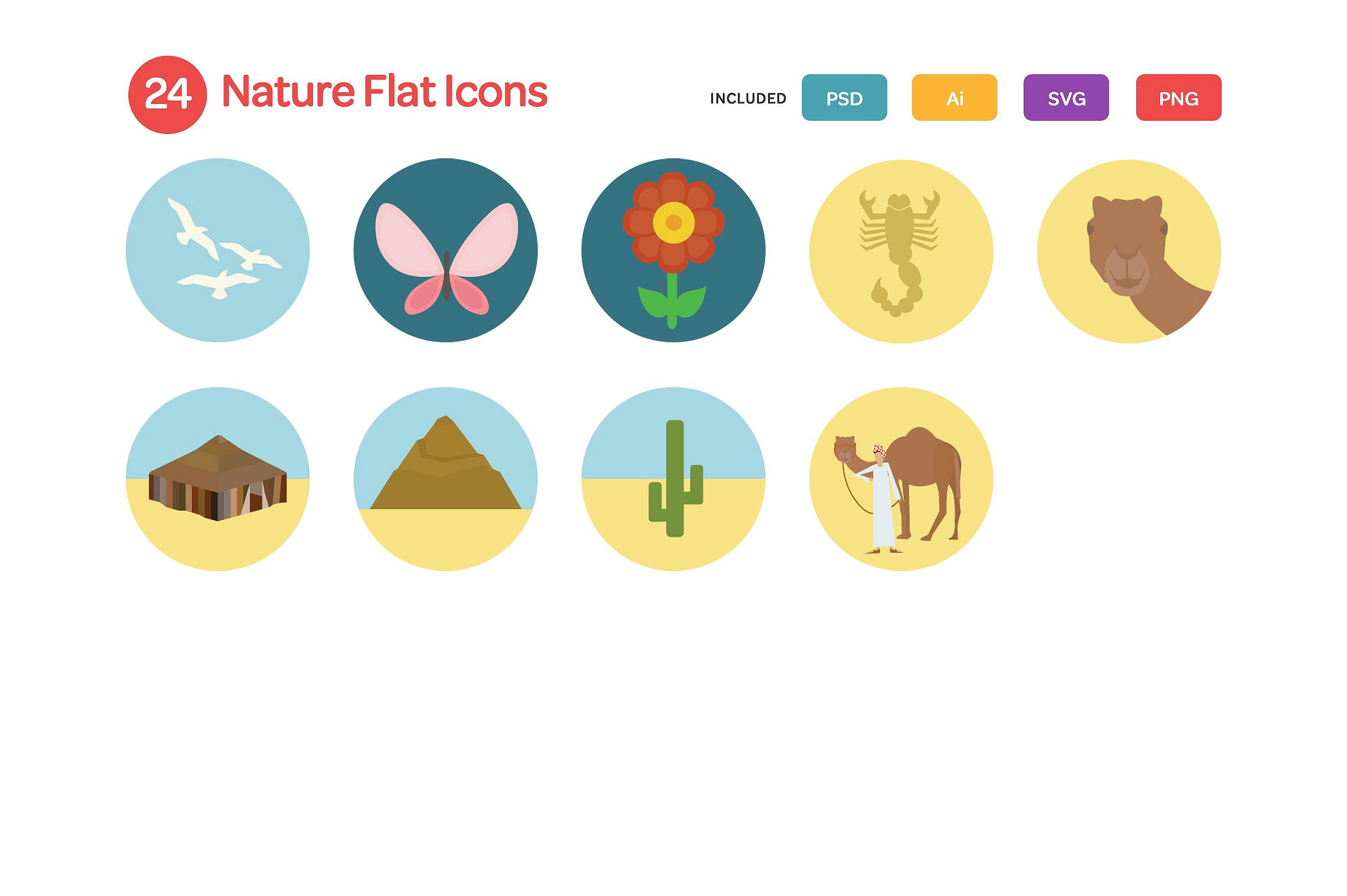 Nature Flat Icons Set